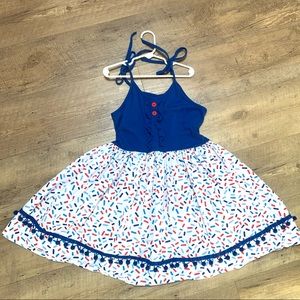 Eleanor Rose Tie shoulder twirly sprinkle red white and blue dress size 8/10
